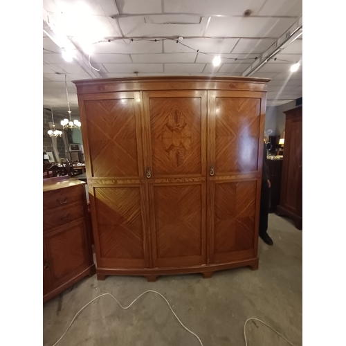 16 - Edwardian Satinwood 3 Piece Bedroom Suite consisting 3 Door Wardrobe with Centre Mirror Door, Dressi... 