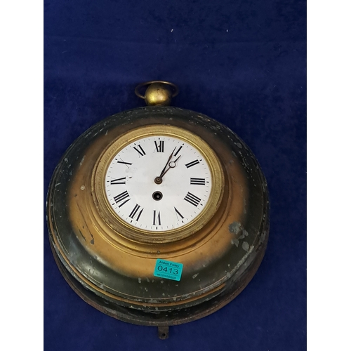 413 - French Metal Tavern Clock (45cm Diameter)