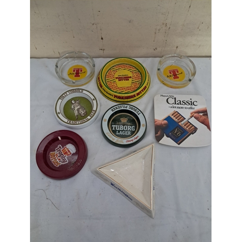 417 - 8 Vintage collectible Pub Ashtrays