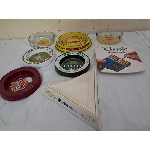 417 - 8 Vintage collectible Pub Ashtrays