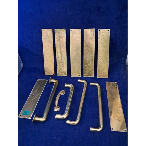 421 - Lot of Brass Handles and 7 Brass Push Plates