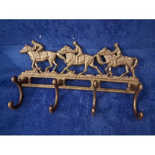 425 - Cast Metal Coat Rack with Equestrian Theme