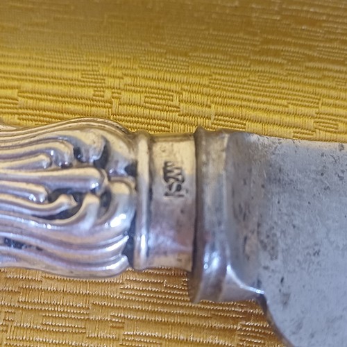 365 - 3 Large Silver Handled Knifes marked W. S. - Blades by Raut of Glasgow