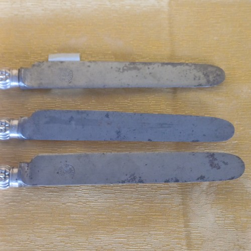 365 - 3 Large Silver Handled Knifes marked W. S. - Blades by Raut of Glasgow