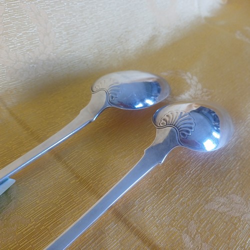 367 - Pair of Silver Basting or Serving Spoons - London 1818 by Eley and Fearn (12