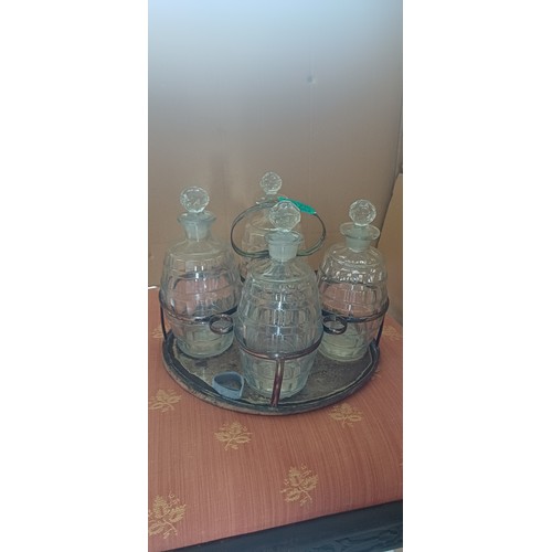 370 - 19th Century Silver Plated Tantalus with 4 Cut Glass Decanters