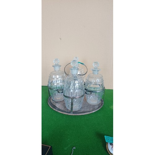 370 - 19th Century Silver Plated Tantalus with 4 Cut Glass Decanters