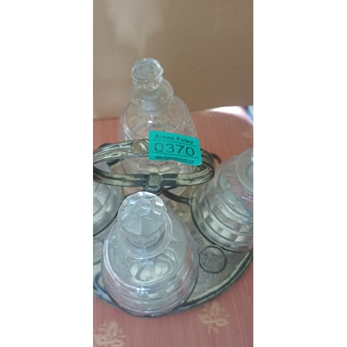 370 - 19th Century Silver Plated Tantalus with 4 Cut Glass Decanters