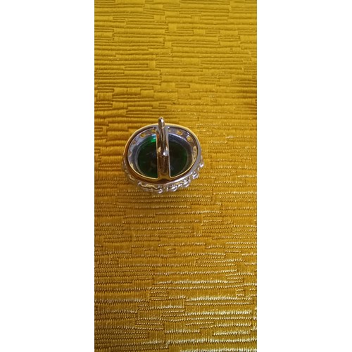 381 - Pair of Emerald Stud Silver Earrings