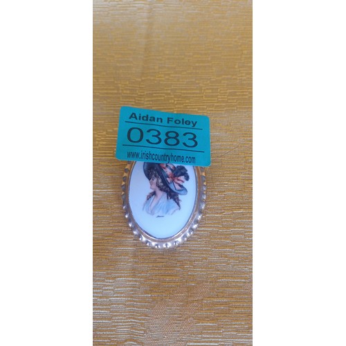 383 - Painted Bone China Brooch