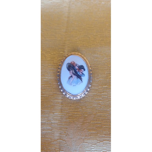 383 - Painted Bone China Brooch