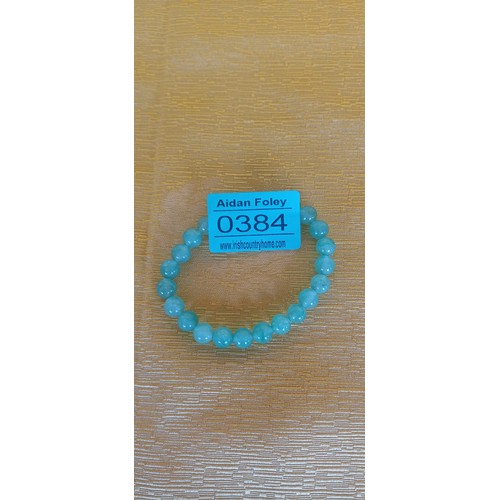 384 - Green Beaded Stone Bracelet (Jade?)