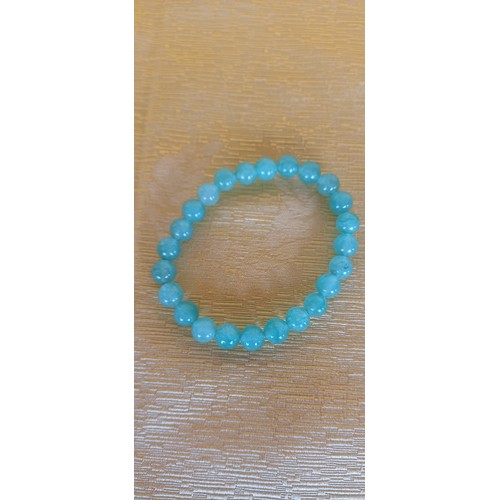 384 - Green Beaded Stone Bracelet (Jade?)