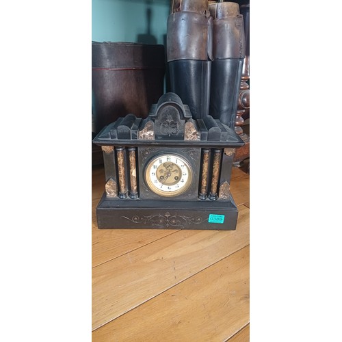 388 - Late 19th Century Black Slate Marble Clock
