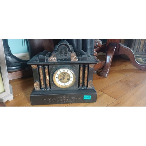 388 - Late 19th Century Black Slate Marble Clock