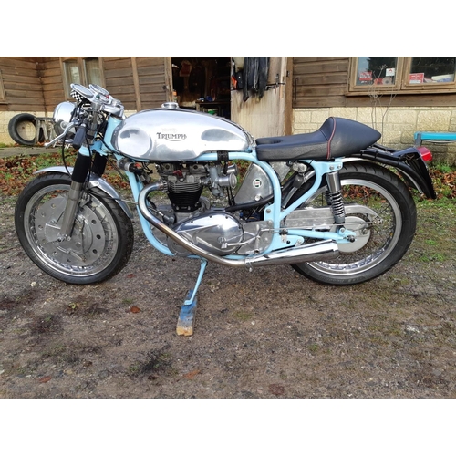 13 - A 1991 Triton café racer, registration number Q120 BAU, aluminium/blue. Tritons are a marriage of No... 