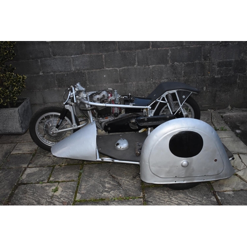 45 - WITHDRAWN:  A Norton road racing sidecar combination project, unregistered, silver. This interesting... 