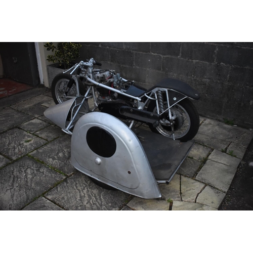 45 - WITHDRAWN:  A Norton road racing sidecar combination project, unregistered, silver. This interesting... 