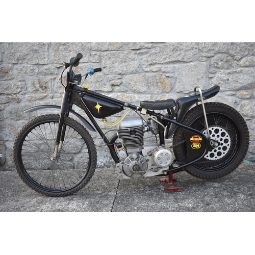 53 - A speedway competition motorcycle, unregistered, black and yellow. This speedway bike comes direct f... 