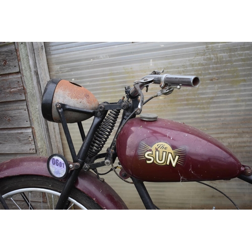 67 - A circa 1950 Sun 98cc  restoration project, registration number ESL 509,  maroon. This Sun features ... 