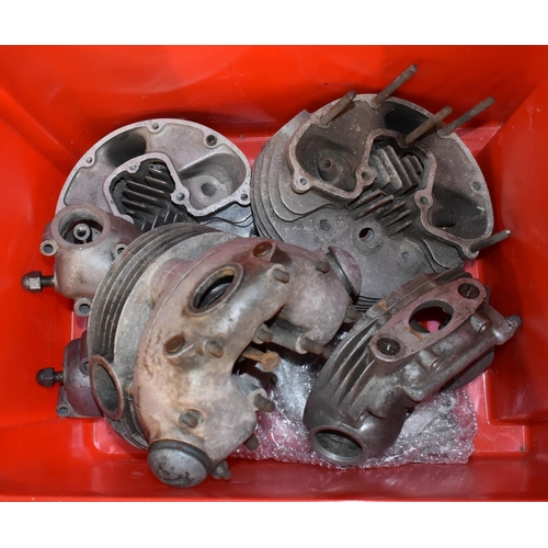 7 - Assorted motorcycle spares, including JAP timing covers, BSA alloy barrels, valve covers, and other ... 