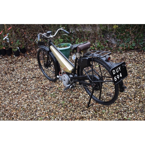 65 - A 1940 James Autocycle 98cc, registration number DUY 594, black/bronze. The autocycle came into bein... 