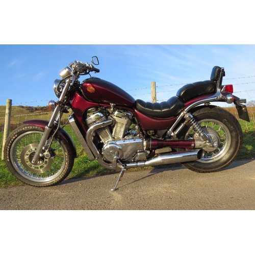 23 - EXTRA LOT:  A 1986 Suzuki VS750 Intruder, registration number D491 FPW, maroon/black.  The cruiser s... 