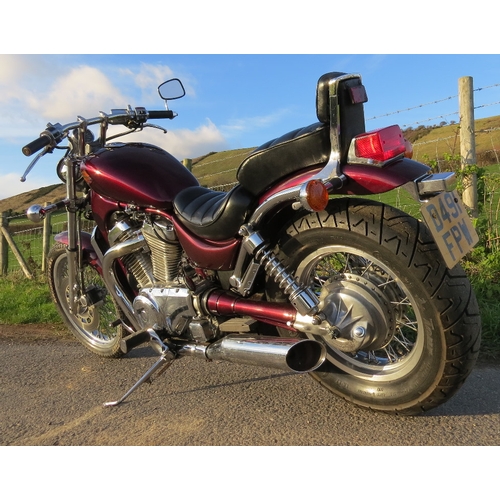 23 - EXTRA LOT:  A 1986 Suzuki VS750 Intruder, registration number D491 FPW, maroon/black.  The cruiser s... 