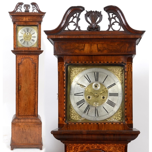 464 - A longcase clock, the 32 cm square brass dial signed Newman Fecitt, the silvered chapter ring with R... 