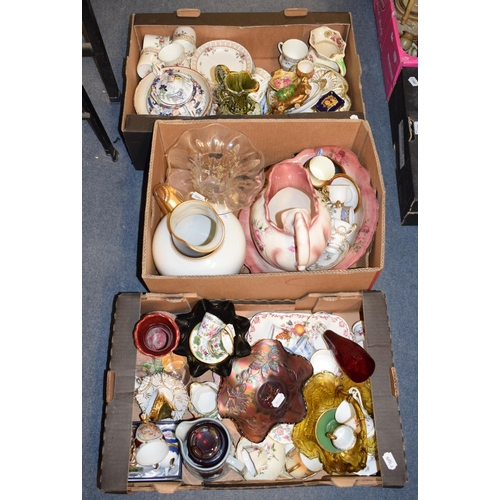 576 - A Coalport part tea service, assorted cabinet cups and saucers, a clear glass vase with gilt decorat... 