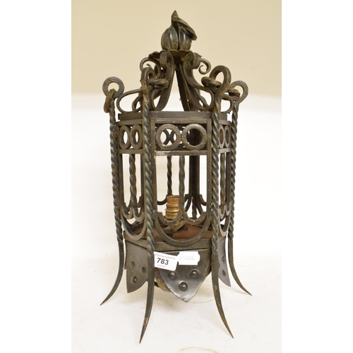 783 - A wrought iron lantern, 22 cm wide