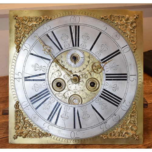 464 - A longcase clock, the 32 cm square brass dial signed Newman Fecitt, the silvered chapter ring with R... 