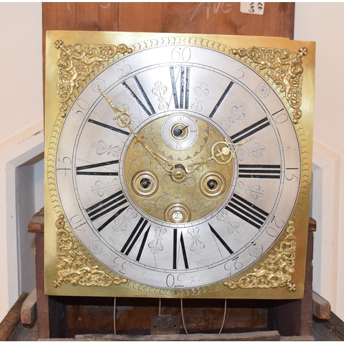 464 - A longcase clock, the 32 cm square brass dial signed Newman Fecitt, the silvered chapter ring with R... 