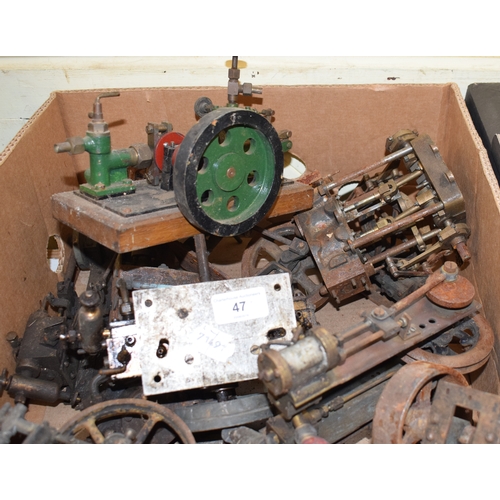 47 - Assorted model engines, in various states of disrepair (box)