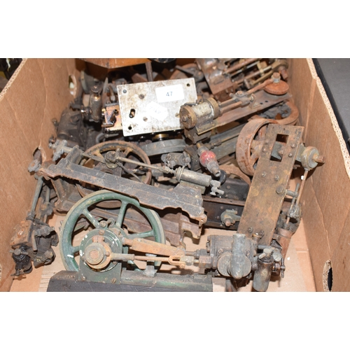 47 - Assorted model engines, in various states of disrepair (box)