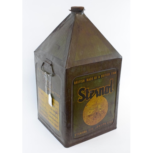 242 - A Sternol conical oil tin, with pictorial decoration 50 cm high