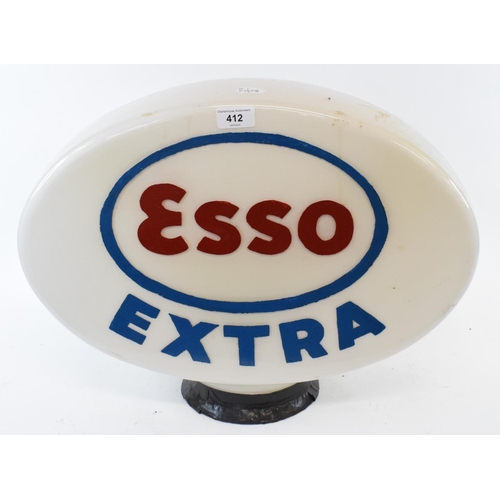 412 - An ESSO EXTRA glass petrol pump globe, damaged, 50 cm wide