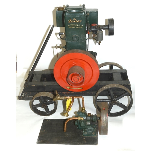 510 - A Lister stationary engine, in restored condition, serial number H062, mounted on a trolley See illu... 