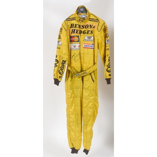 514 - A Sparco Jordan F1 1998 crew race suite, signed by Eddie Jordan  See illustration