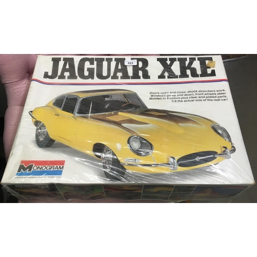 523 - EXTRA LOT:  A Monogram 1/8 scale plastic model Jaguar XKE construction kit, unopened