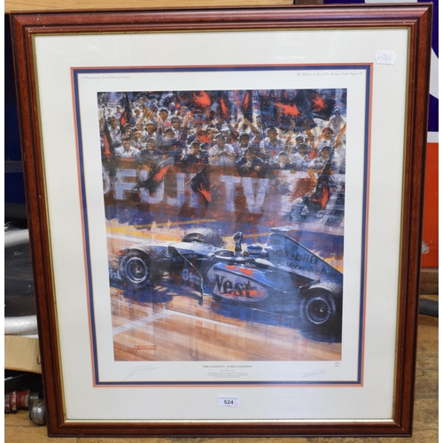 524 - EXTRA LOT:  A limited edition Juan Carlos Ferrigno print, Mika Hakkinen-World Champion, signed in pe... 