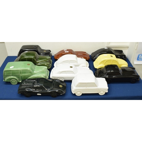 525 - EXTRA LOT:  A set of eleven Dartmouth Pottery cars, including Jaguar E Type, Porsche 911, Ferrari Di... 