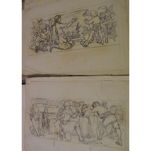 58 - George Hodgson (1847-1921), a folio of drawings, sketches and illustrations (14)