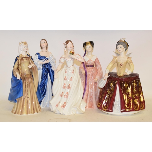 607 - Assorted Coalport limited edition porcelain figures, of ladies, a group of Coalport Hong Kong patter... 