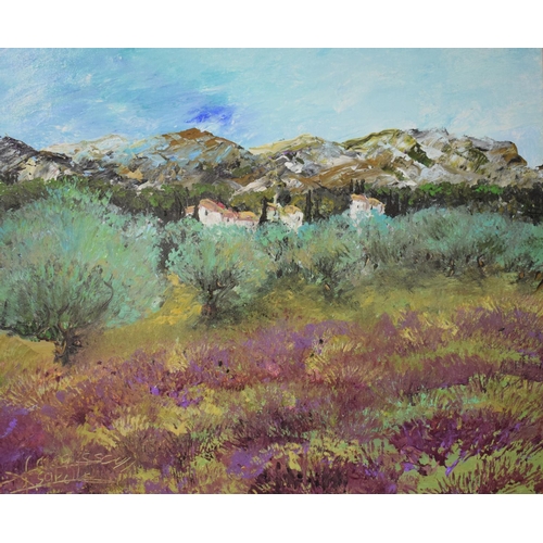 62 - French school, Olives and Lavender, oil on canvas, indistinctly signed, inscribed verso, 49 x 59 cm