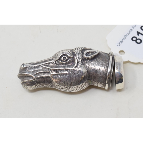 810 - A silver novelty horse head vesta case