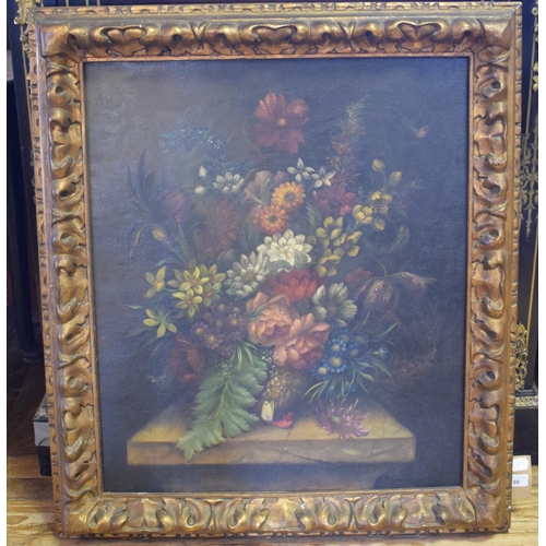 88 - 19th century, a still life of flowers, oil on canvas, 67.5 x 57 cm