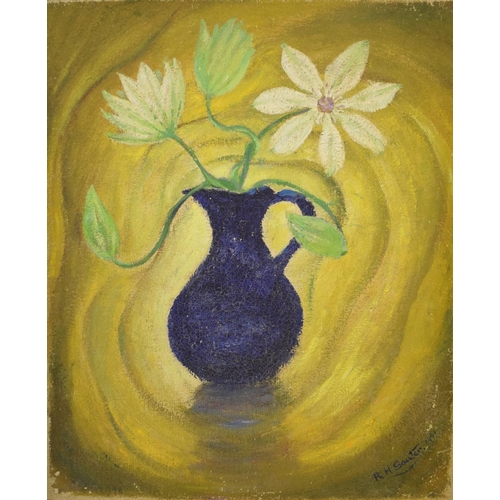 9 - Rudolf Helmut Sauter (1895-1977), a still life of flowers in a jug, oil on canvas board, signed and ... 