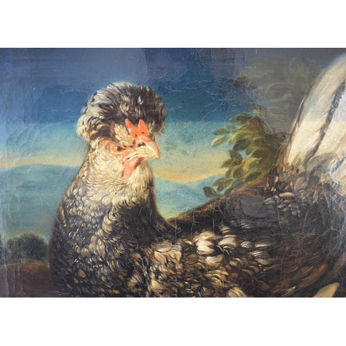 73 - Manner of Marmaduke Craddock (1660-1717), poultry in a landscape, oil on canvas, bears a signature, ... 