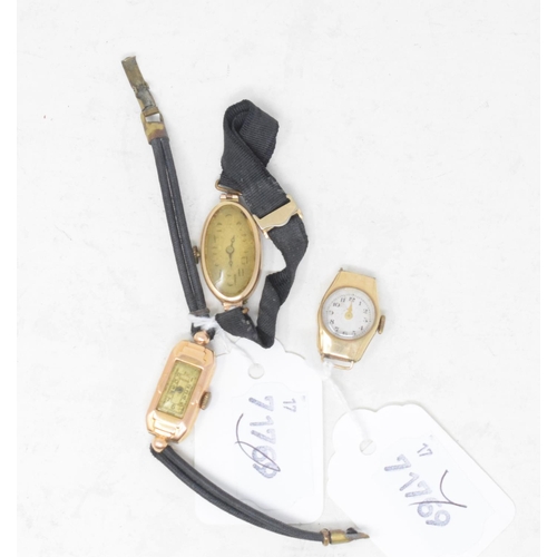 278 - A lady's 18ct gold wristwatch, and two other 9ct gold watches (3)